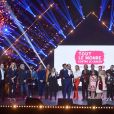 Exclusif - Stéphane Rotenberg, Elodie Gossuin, Nelson Monfort, Slimane, Agathe Lecaron, Laurent Maistret, Valérie Damidot, Vincent Niclo, Vitaa, Kids United, Sylvie Tellier, Richard Orlinski, Jean-Marie Bigard, Erika Moulet, Trois Cafés Gourmands, Stéphanie Renouvin, Sandrine Quétier et Claudio Capéo - Enregistrement de l'émission "Tout le monde chante contre le cancer : les stars relèvent le défi" au Palais des Sports à Paris, le 11 décembre 2018. Diffusion le 3 janvier 2019 à 21h sur W9.