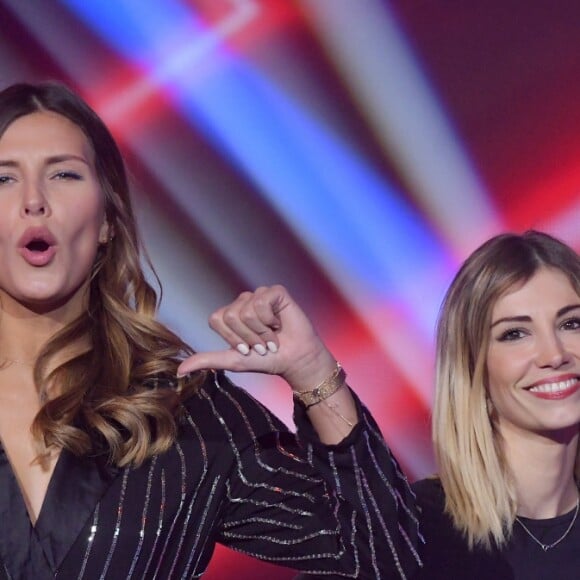 Exclusif - Camille Cerf, Alexandra Rosenfeld et Delphine Wespiser - Enregistrement de l'émission "Tout le monde chante contre le cancer : les stars relèvent le défi" au Palais des Sports à Paris, le 11 décembre 2018. Diffusion le 3 janvier 2019 à 21h sur W9.