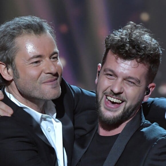 Exclusif - Jérôme Anthony et Claudio Capéo - Enregistrement de l'émission "Tout le monde chante contre le cancer : les stars relèvent le défi" au Palais des Sports à Paris, le 11 décembre 2018. Diffusion le 3 janvier 2019 à 21h sur W9.