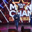 Exclusif - Nelson Monfort et Agathe Lecaron - Enregistrement de l'émission "Tout le monde chante contre le cancer : les stars relèvent le défi" au Palais des Sports à Paris, le 11 décembre 2018. Diffusion le 3 janvier 2019 à 21h sur W9.
