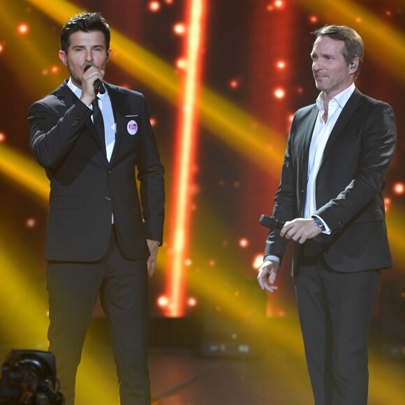Exclusif - Vincent Niclo et Stéphane Rotenberg - Enregistrement de l'émission "Tout le monde chante contre le cancer : les stars relèvent le défi" au Palais des Sports à Paris, le 11 décembre 2018. Diffusion le 3 janvier 2019 à 21h sur W9.