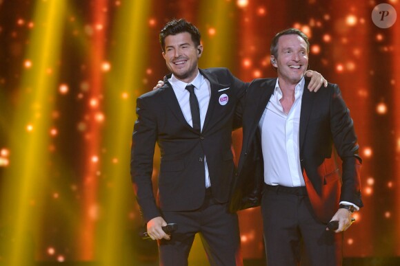 Exclusif - Vincent Niclo et Stéphane Rotenberg - Enregistrement de l'émission "Tout le monde chante contre le cancer : les stars relèvent le défi" au Palais des Sports à Paris, le 11 décembre 2018. Diffusion le 3 janvier 2019 à 21h sur W9.