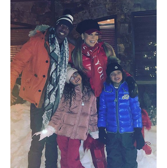 Nick Cannon, Mariah Carey et leurs jumeaux Monroe et Moroccan, fêtent Noël à Aspen (Colorado). Décembre 2018.