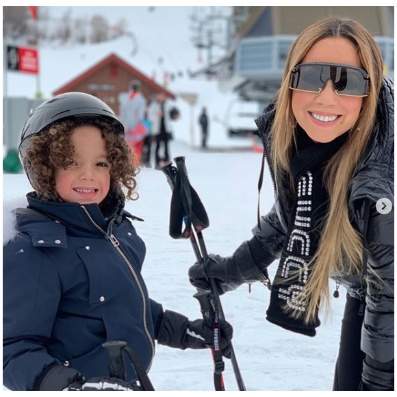 Mariah Carey et son fils Moroccan au ski à Aspen (Colorado). Décembre 2018.
