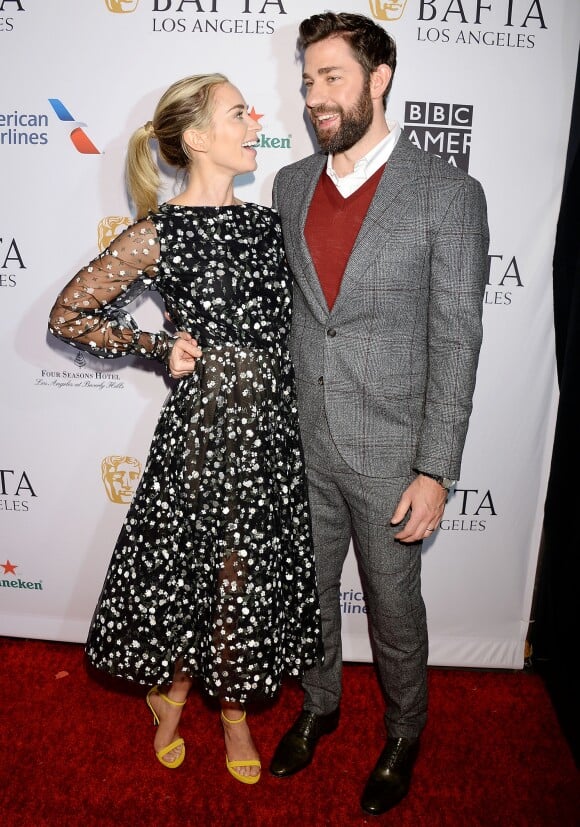 Emily Blunt et son mari John Krasinski - Photocall de la soirée "BAFTA Tea Party" à Los Angeles. Le 5 janvier 2019.