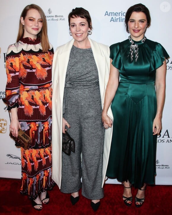 Emma Stone, Olivia Colman, Rachel Weisz - Photocall de la soirée "BAFTA Tea Party" à Los Angeles. Le 5 janvier 2019
