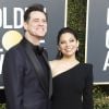Jim Carrey et sa compagne Ginger Gonzaga au photocall de la 76ème cérémonie annuelle des Golden Globe Awards au Beverly Hilton Hotel à Los Angeles, Californie, Etats-Unis, le 6 janver 2019.