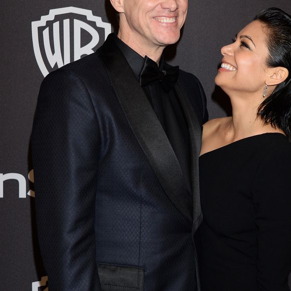 Jim Carrey et sa compagne Ginger Gonzaga à l'after party InStyle and Warner Bros lors de la 76ème cérémonie annuelle des Golden Globe Awards au Beverly Hilton Hotel à Los Angeles, Californie, Etats-Unis, le 6 janver 2019. Ce