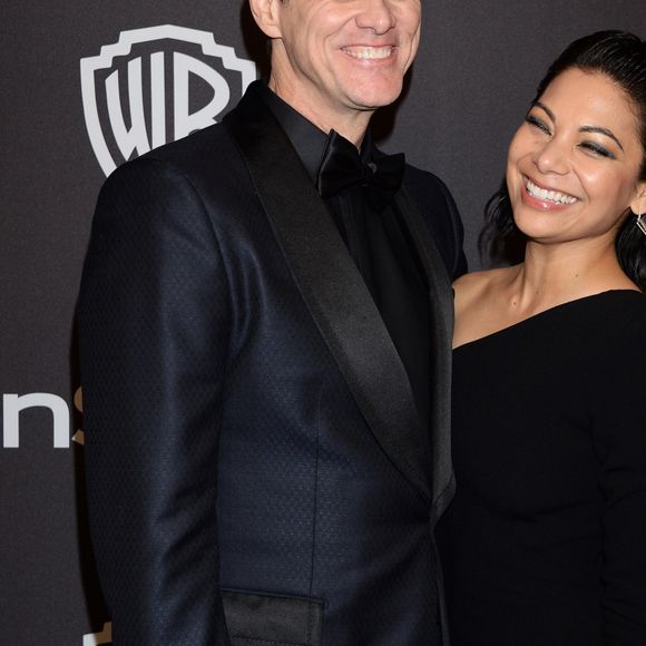 Jim Carrey et sa compagne Ginger Gonzaga à l'after party InStyle and Warner Bros lors de la 76ème cérémonie annuelle des Golden Globe Awards au Beverly Hilton Hotel à Los Angeles, Californie, Etats-Unis, le 6 janver 2019.