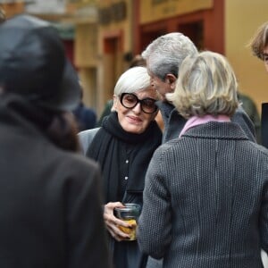 Nicole Croisille et Claude Lelouch durant les obsèques de Francis Lai, le compositeur et musicien niçois spécialiste de musique de films et de chansons, à l'église Sainte Réparate à Nice le 14 novembre 2018. © Bruno Bebert / Bestimage