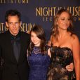 Ben Stiller, sa fille Ella et son ex-femme Christine Taylor - Première du film "Une Nuit au Musée : le secret des Pharaons" à New York le 11 décembre 2014