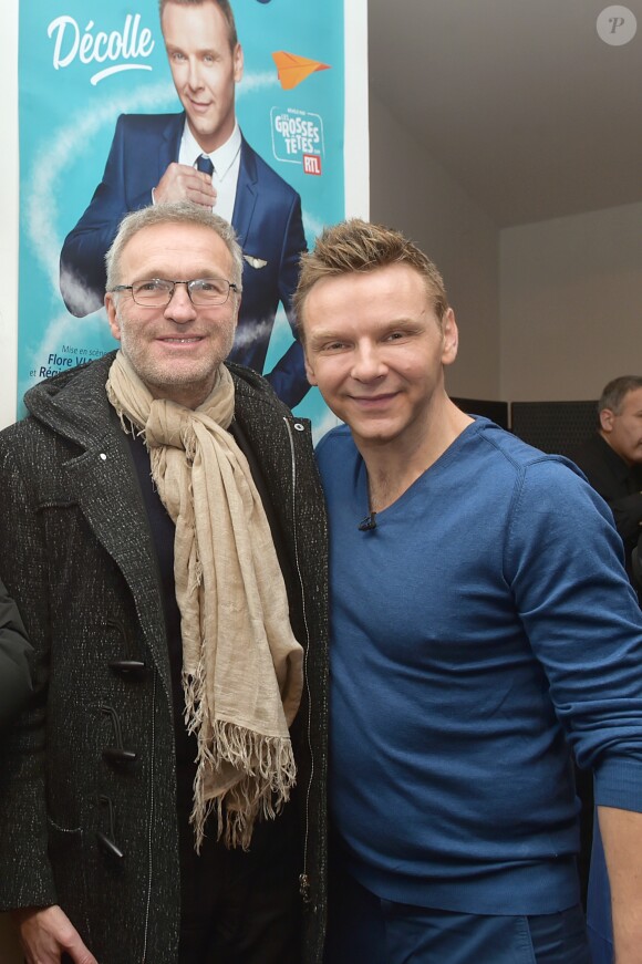 Laurent Ruquier et JeanFi Janssens au cocktail après la générale du spectacle "JeanFi (Janssens) Décolle" à l'Alhambra à Paris, le 7 décembre 2017. © Giancarlo Gorassini/Bestimage
