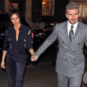 David et Victoria Beckham arrivent au dîner "Mens GQ" pour célébrer la Fashion Week à Londres le 7 janvier 2019.