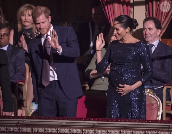 Le prince Harry, duc de Sussex, et Meghan Markle, duchesse de Sussex, enceinte, à la représentation du 10ème anniversaire du spectacle du Cirque du Soleil "Totem" au Roayl Albert Hall à Londres, le 16 janvier 2019.