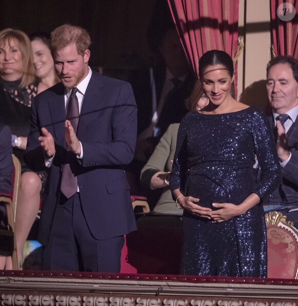 Le prince Harry, duc de Sussex, et Meghan Markle, duchesse de Sussex, enceinte, à la représentation du 10ème anniversaire du spectacle du Cirque du Soleil "Totem" au Roayl Albert Hall à Londres, le 16 janvier 2019.