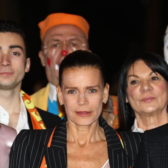 La princesse Stéphanie de Monaco, Pauline et Louis Ducruet lors de la 43ème édition du festival international du cirque de Monte-Carlo le 18 janvier 2019. © Olivier Huitel