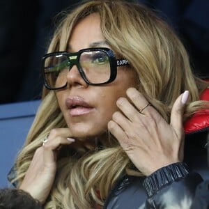 Cathy Guetta - People dans les tribunes du match de football PSG - Guingamp (9-0) au Parc des Princes à Paris le 19 janvier 2019.