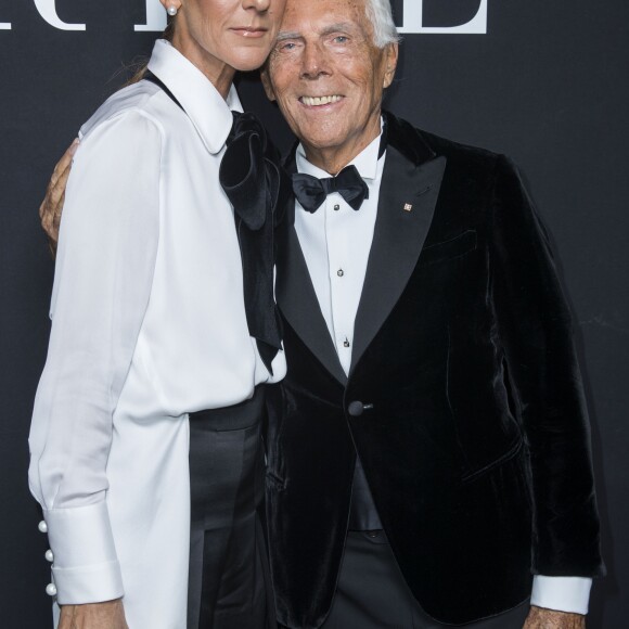 Celine Dion et Giorgio Armani en backstage du défilé de mode Haute-Couture printemps-été 2019 "Giorgio Armani Prive Haute Couture" à Paris le 22 janvier 2019. © Olivier Borde / Bestimage