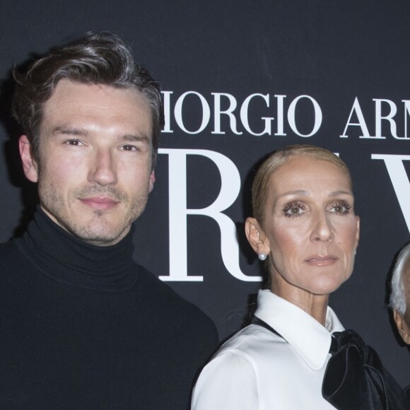 Celine Dion et son ami Pepe Munoz et Giorgio Armani en backstage du défilé de mode Haute-Couture printemps-été 2019 "Giorgio Armani Prive Haute Couture" à Paris le 22 janvier 2019. © Olivier Borde / Bestimage