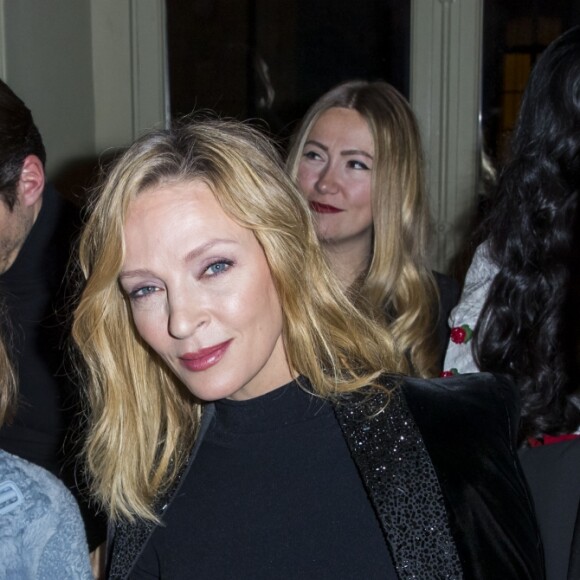 Celine Dion, Uma Thurman et sa fille Maya Hawke en front row du défilé de mode Haute-Couture printemps-été 2019 "Giorgio Armani Prive Haute Couture" à Paris le 22 janvier 2019. © Olivier Borde / Bestimage