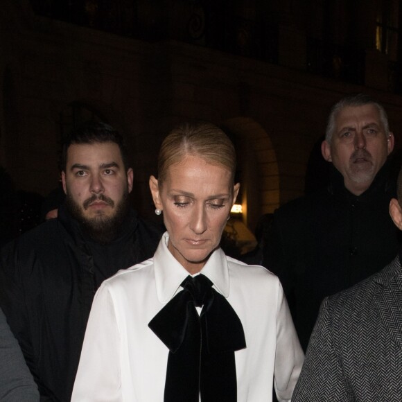 Céline Dion, Pepe Munoz à l'extérieur du défilé de mode Haute-Couture printemps-été 2019 "Giorgio Armani" à Paris. Le 22 janvier 2019