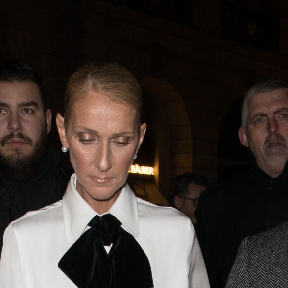 Céline Dion, Pepe Munoz à l'extérieur du défilé de mode Haute-Couture printemps-été 2019 "Giorgio Armani" à Paris. Le 22 janvier 2019