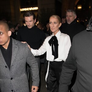 Céline Dion, Pepe Munoz à l'extérieur du défilé de mode Haute-Couture printemps-été 2019 "Giorgio Armani" à Paris. Le 22 janvier 2019