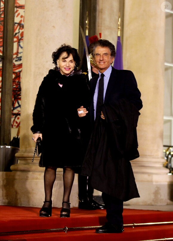 Jack Lang et sa femme Monique - Dîner officiel en l'honneur du président israélien et sa femme au palais de l'Elysée à Paris, le 23 janvier 2019. © Dominique Jacovides/Bestimage