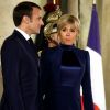 Le président de la République française Emmanuel Macron et la première dame Brigitte Macron accueillent le président de l'État d'Israël Reuven Rivlin et sa femme Nechama Rivlin - Dîner officiel en l'honneur du président israélien et sa femme au palais de l'Elysée à Paris, le 23 janvier 2019. © Dominique Jacovides/Bestimage