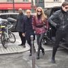 Céline Dion sort de l'hôtel de Crillon pour se rendre à la maison Givenchy à Paris le 24 janvier 2019.