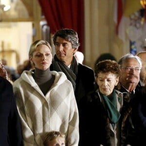 Le prince Albert II et la princesse Charlene de Monaco, avec leur fils le prince Jacques, ont participé aux célébrations de Sainte Dévote dans la soirée du samedi 26 janvier 2019. Après la procession et la messe, ils ont incendié la barque commémorant la légende de la patronne de la principauté. ©Jean-François Ottonello/Bestimage