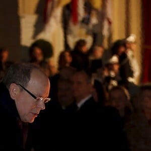 Le prince Albert II et la princesse Charlene de Monaco, avec leur fils le prince Jacques, ont participé aux célébrations de Sainte Dévote dans la soirée du samedi 26 janvier 2019. Après la procession et la messe, ils ont incendié la barque commémorant la légende de la patronne de la principauté. ©Jean-François Ottonello/Bestimage