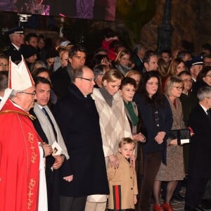 Le prince Albert II et la princesse Charlene de Monaco, avec leur fils le prince héréditaire Jacques, ont participé aux célébrations de Sainte Dévote dans la soirée du samedi 26 janvier 2019. © Bruno Bebert/Bestimage