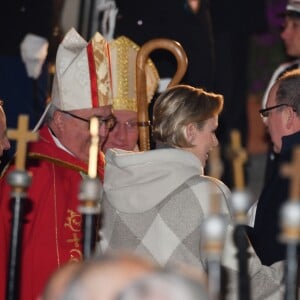 Le prince Albert II et la princesse Charlene de Monaco, avec leur fils le prince héréditaire Jacques, ont participé aux célébrations de Sainte Dévote dans la soirée du samedi 26 janvier 2019. © Bruno Bebert/Bestimage