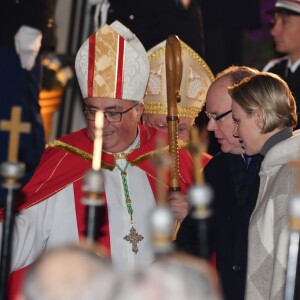 Le prince Albert II et la princesse Charlene de Monaco, avec leur fils le prince héréditaire Jacques, ont participé aux célébrations de Sainte Dévote dans la soirée du samedi 26 janvier 2019. © Bruno Bebert/Bestimage