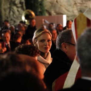 La princesse Charlene de Monaco lors des célébrations de Sainte Dévote dans la soirée du samedi 26 janvier 2019. ©Claudia Albuquerque/Bestimage