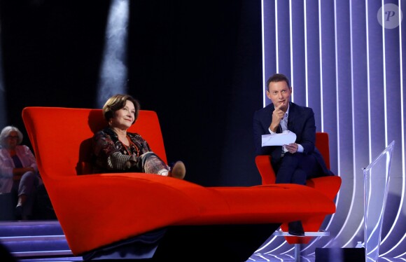 Exclusif - Marc-Olivier Fogiel avec Macha Méril lors de l'enregistrement de l'émission "Le Divan" le 14 septembre 2018 © Dominique Jacovides / Bestimage