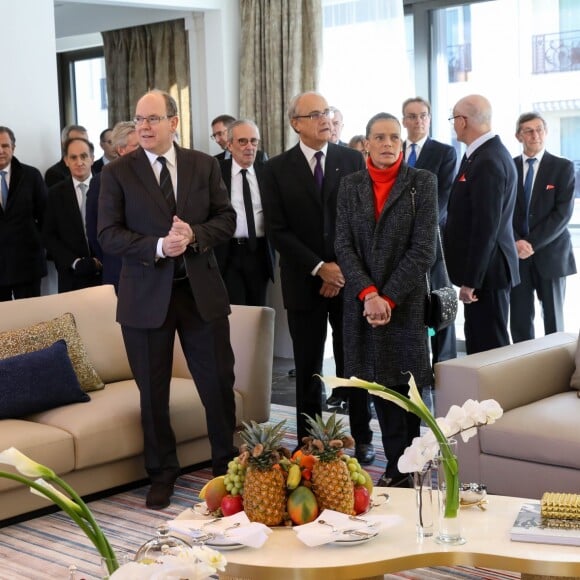 Le prince Albert II de Monaco et la princesse Stéphanie inaugurent suite "Rainier III" de l'Hôtel de Paris à Monaco le 29 janvier 2019. @ Jean-Charles Vinaj / Pool Monaco / Bestimage