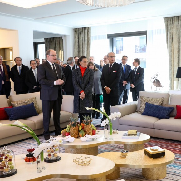 Le prince Albert II de Monaco et la princesse Stéphanie inaugurent suite "Rainier III" de l'Hôtel de Paris à Monaco le 29 janvier 2019. @ Jean-Charles Vinaj / Pool Monaco / Bestimage