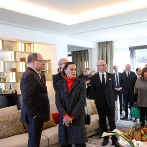 Le prince Albert II de Monaco et la princesse Stéphanie inaugurent suite "Rainier III" de l'Hôtel de Paris à Monaco le 29 janvier 2019. @ Jean-Charles Vinaj / Pool Monaco / Bestimage