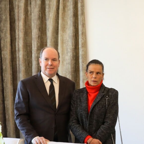 Le prince Albert II de Monaco et la princesse Stéphanie inaugurent suite "Rainier III" de l'Hôtel de Paris à Monaco le 29 janvier 2019. @ Jean-Charles Vinaj / Pool Monaco / Bestimage