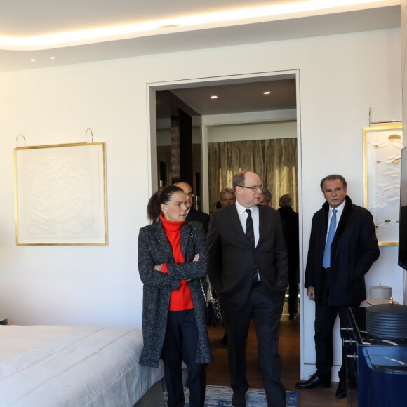 Le prince Albert II de Monaco et la princesse Stéphanie inaugurent suite "Rainier III" de l'Hôtel de Paris à Monaco le 29 janvier 2019. @ Jean-Charles Vinaj / Pool Monaco / Bestimage