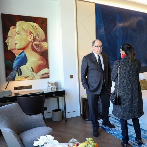 Le prince Albert II de Monaco et la princesse Stéphanie inaugurent suite "Rainier III" de l'Hôtel de Paris à Monaco le 29 janvier 2019. @ Jean-Charles Vinaj / Pool Monaco / Bestimage