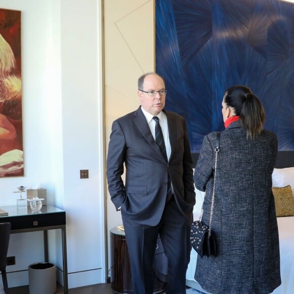 Le prince Albert II de Monaco et la princesse Stéphanie inaugurent suite "Rainier III" de l'Hôtel de Paris à Monaco le 29 janvier 2019. @ Jean-Charles Vinaj / Pool Monaco / Bestimage