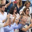 Ana Maria Parera (la mère de R. Nadal), Maria Isabel Nadal (soeur de R. Nadal) avec son compagnon Pep Juaneda et Xisca Perello, la compagne de R. Nadal - Rafael Nadal gagne son onzième Roland-Garros face à D. Thiem à Paris, le 10 juin 2018. © Jacovides/Moreau/Bestimage  Rafael Nadal of Spain is winning his 11th French Open during the trophy ceremony on Day 15 of the 2018 French Open at Roland Garros stadium on June 10, 2018 in Paris, France.10/06/2018 - Paris