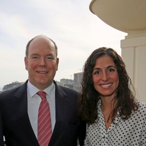 Exclusif - Rafael Nadal et Maria Francisca (Xisca/ Mery) Perello avec le prince Albert II de Monaco pour l'inauguration de la suite Rafael Nadal au Monte-Carlo Bay de Monaco le 16 avril 2018 © Jean-François Ottonello / Nice Matin / Bestimage