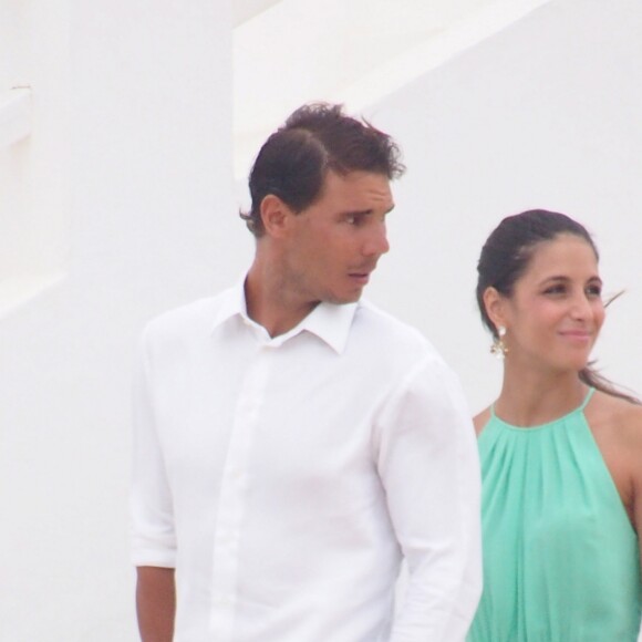 Rafael Nadal et Maria Francisca (Xisca/ Mery) Perello invités lors d'un mariage à Formentera, le 19 juillet 2014.