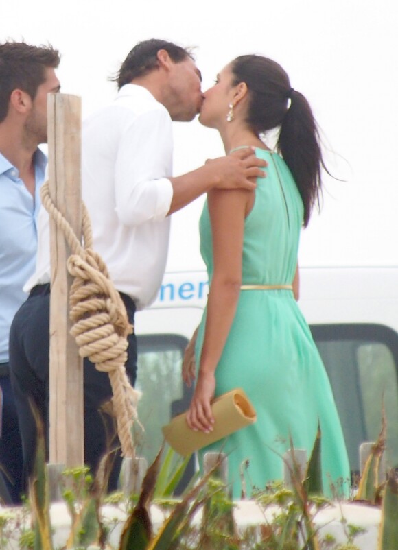 Rafael Nadal et Maria Francisca (Xisca/ Mery) Perello invités lors d'un mariage à Formentera, le 19 juillet 2014.