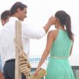 Rafael Nadal et Maria Francisca (Xisca/ Mery) Perello invités lors d'un mariage à Formentera, le 19 juillet 2014.