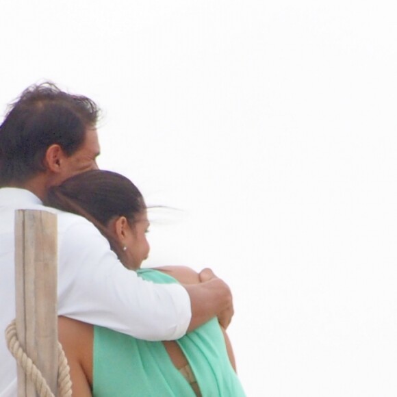 Rafael Nadal et Maria Francisca (Xisca/ Mery) Perello invités lors d'un mariage à Formentera, le 19 juillet 2014.